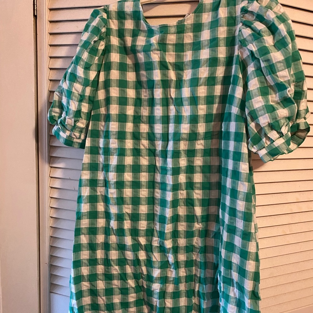 Green/White plaid spring dress